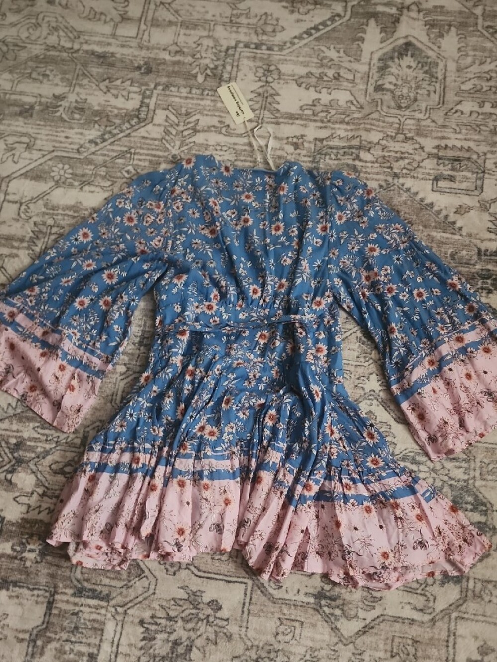 New The Clothing Co. Womens Large Blue & Pink Floral Wrap Dress. NWT. Boutique - Picture 5 of 5